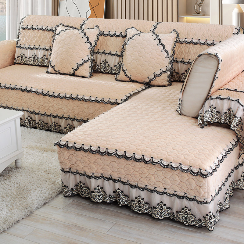 毛绒沙发垫冬季沙发套罩全包万能通用防滑靠背巾盖布坐垫子冬天款