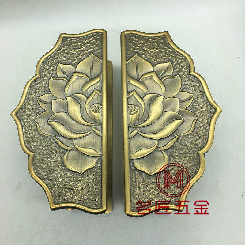 新中式大门拉手古铜色双开玻璃门木门柜门高档创意半圆门把手定制