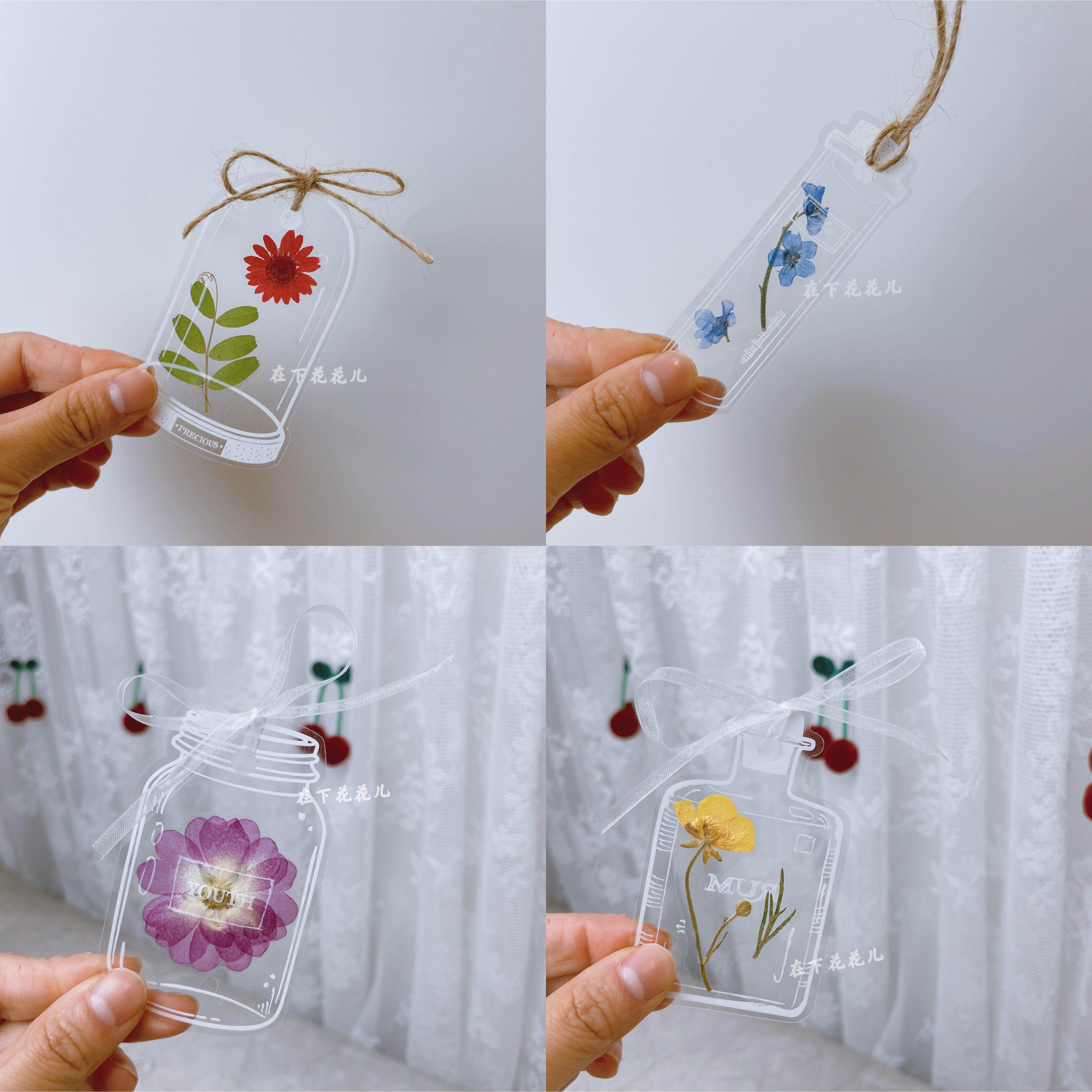 成品手工干花压花书签卡片真花漂流瓶学生开学幼儿园教师植物标本