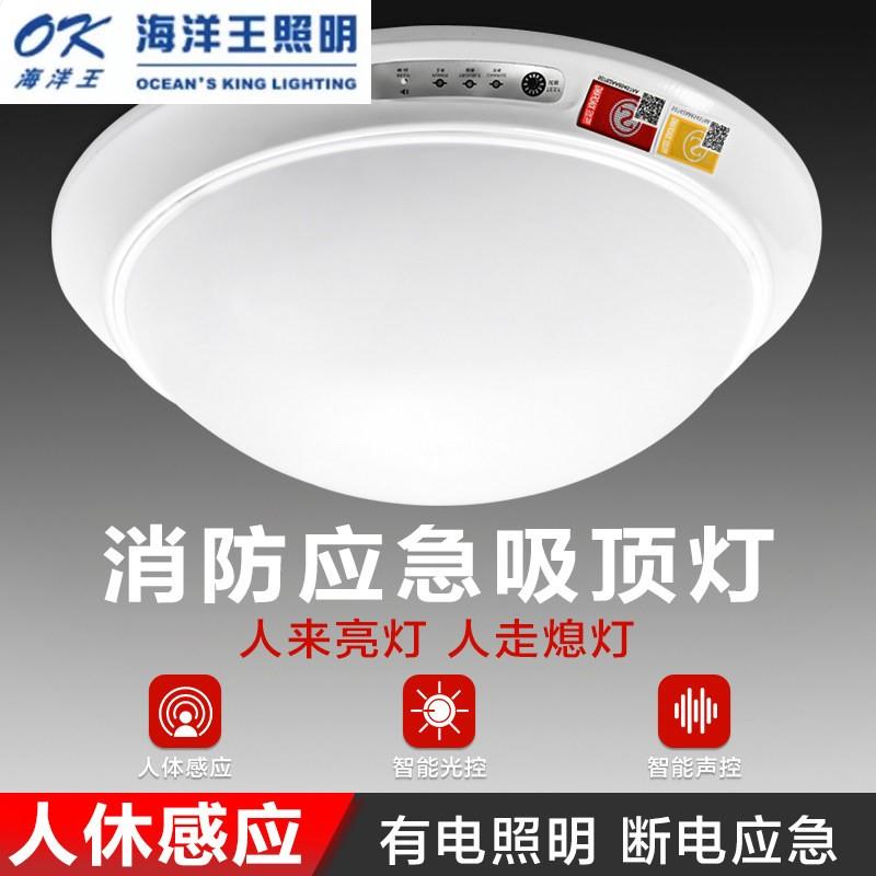 海洋王消防应急吸顶灯声控灯人体感应灯楼道商场停电照明紧急照明