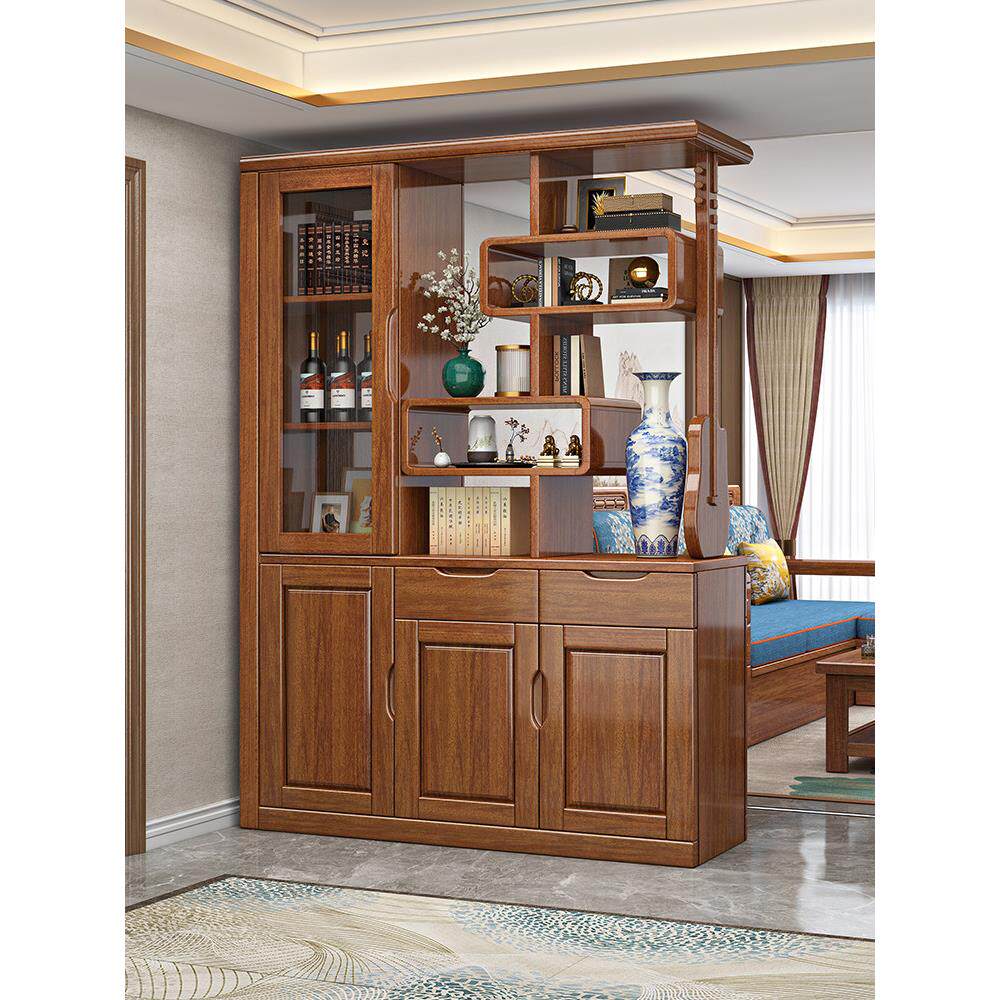 胡桃木新中式间厅柜入户门厅柜客厅玄关柜现代简约隔断柜储物鞋柜