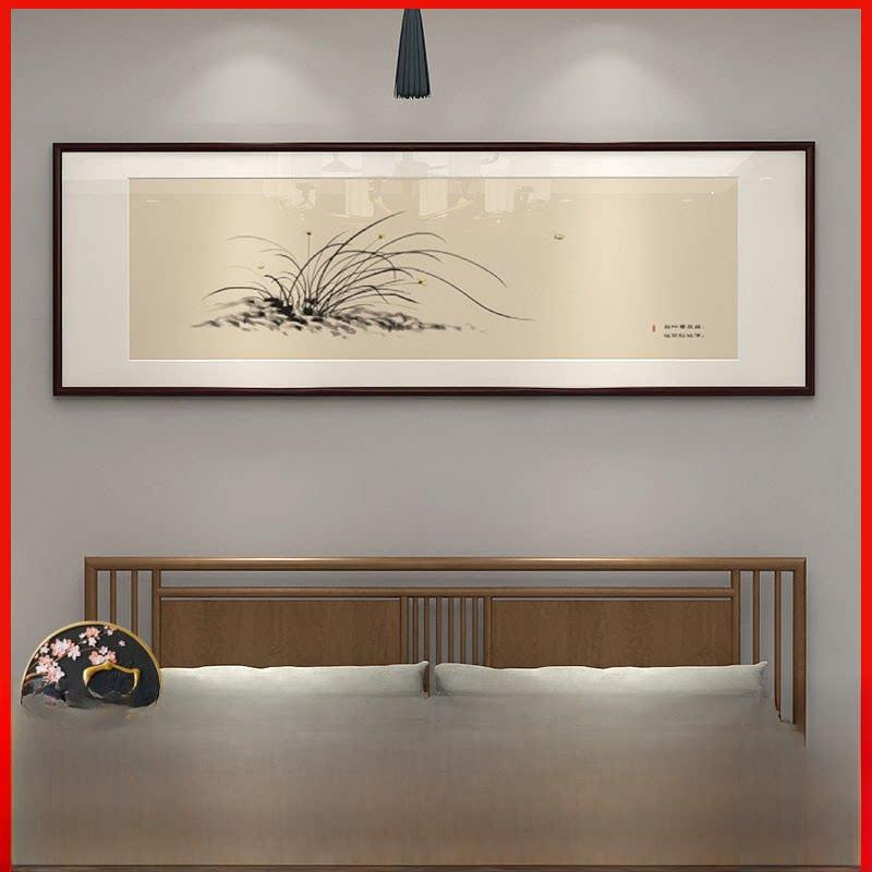 兰花挂画新中式梅花竹子画中国风客厅装饰画餐厅画卧室床头画横版