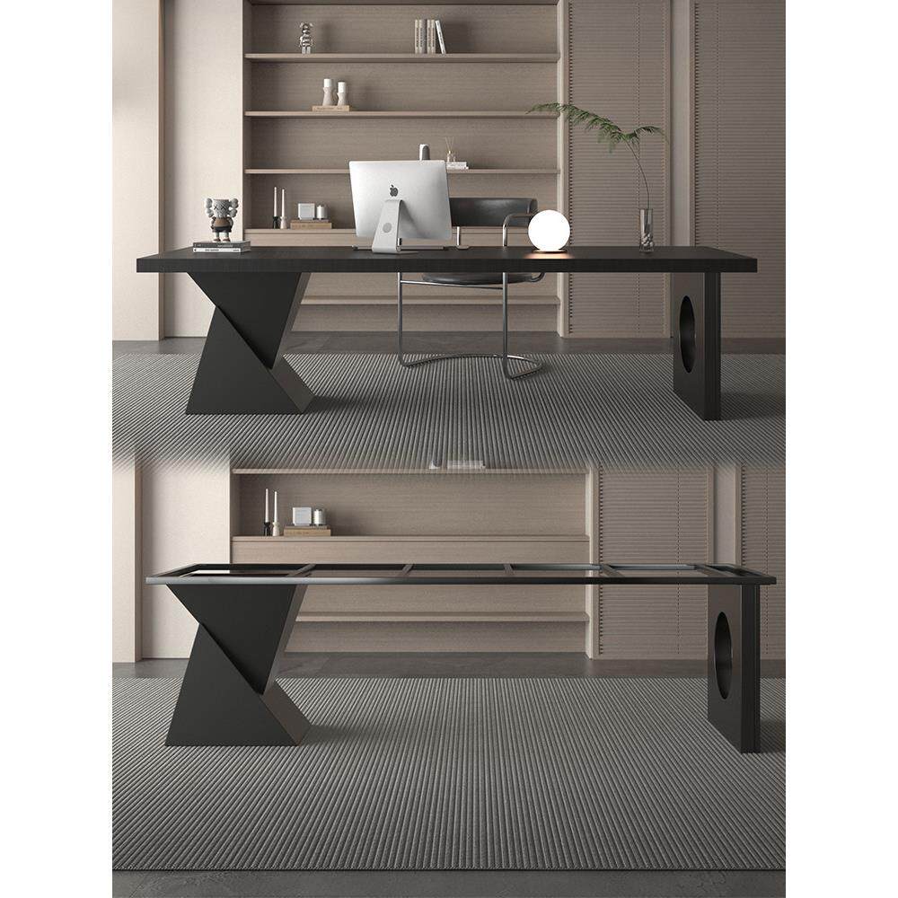 简约岩板餐桌腿支架实木茶桌金属底座办公电脑桌脚大板茶几脚架