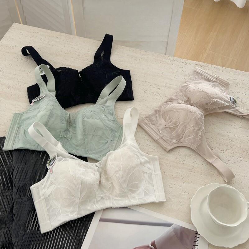内衣女大胸显小聚拢收副乳缩胸防下垂显瘦薄款全罩杯大码蕾丝文胸