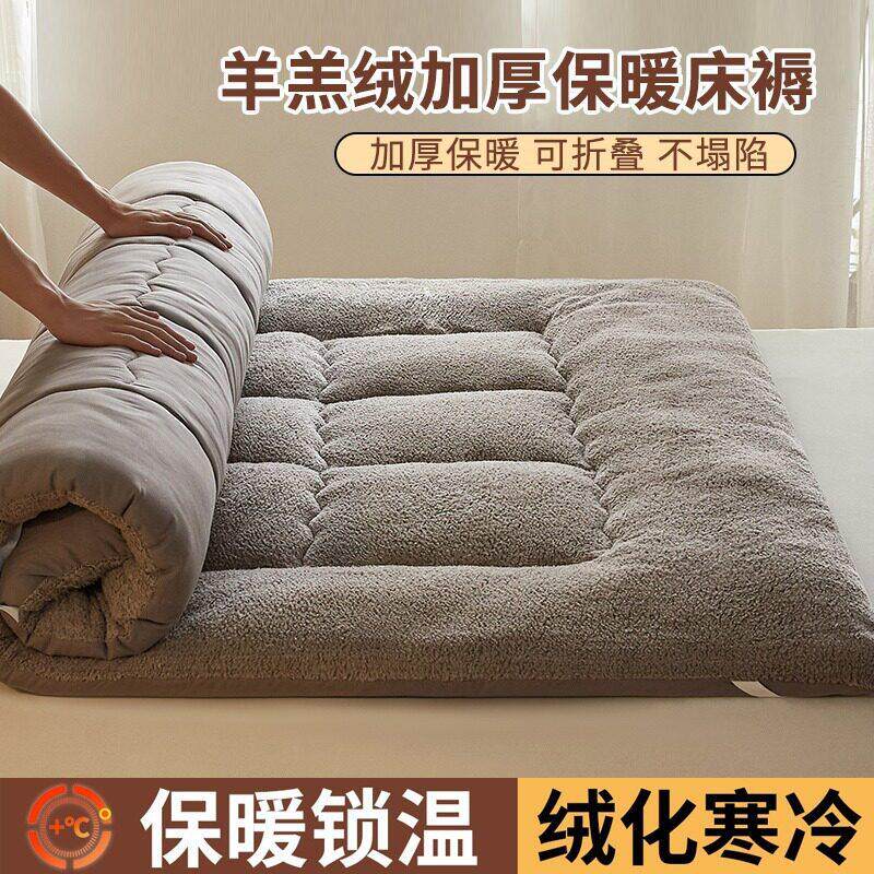 冬季加厚保暖羊羔绒床垫床褥子家用租房专用垫子学生宿舍单人垫被