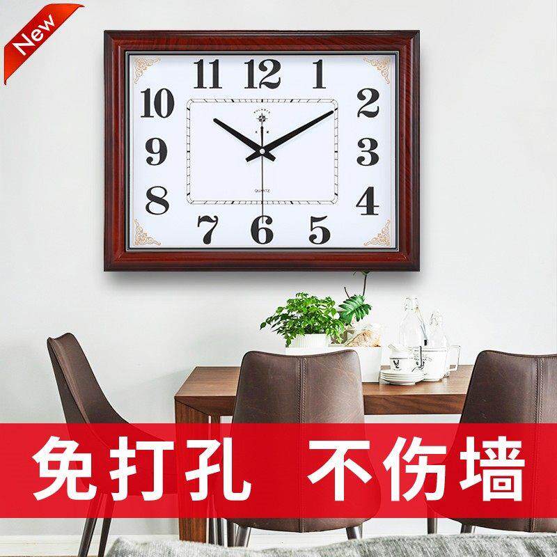 北极星官方正品20英寸方形日历静音挂钟家用客厅夜光钟个性创意钟