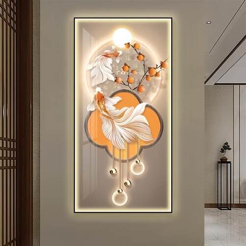 葫芦玄关装饰画新中式福禄入户进门走廊现代简约挂画竖版福字壁画