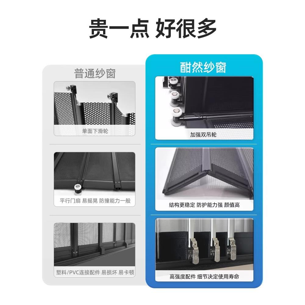 酣然 金刚网折叠纱门定制 护卫系列推拉铝合金防盗防蚊入户纱窗门