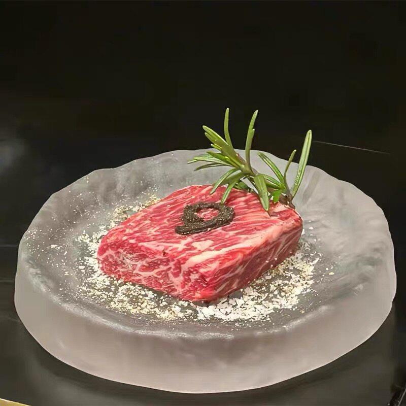创意餐具火锅甜品前菜玻璃冰盘冷菜位上碟烤肉西餐厅甜品寿司盘子