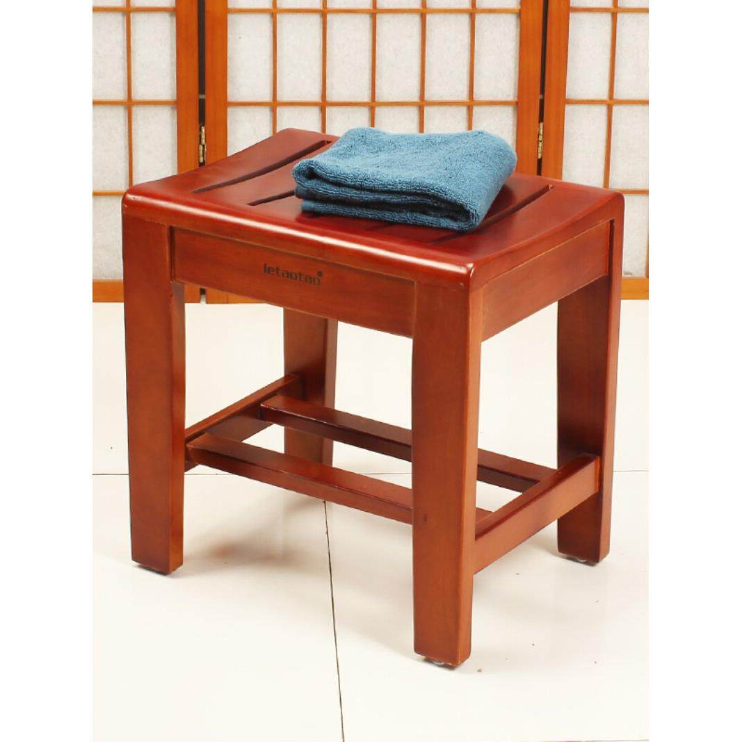 高端橡木浴室凳子老人孕妇防滑洗澡凳实木小凳防水淋浴房木凳矮凳