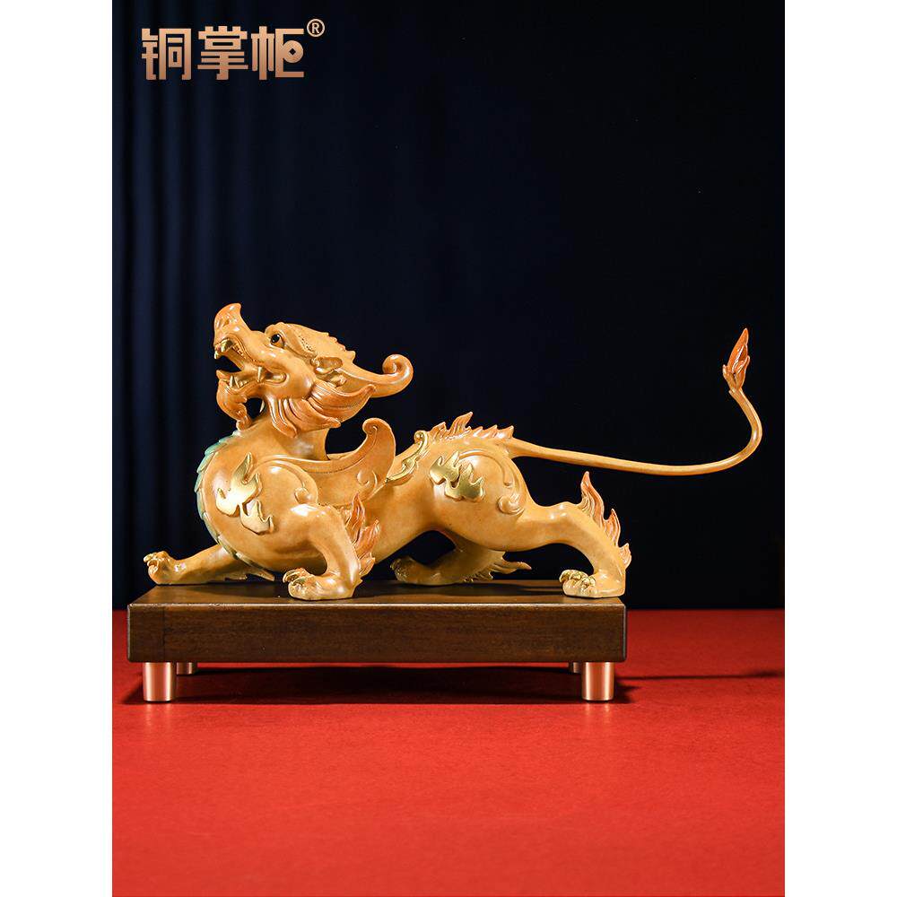 铜掌柜铜貔貅摆件一对公母皮丘黄铜招财镇宅家用客厅办公室装饰品