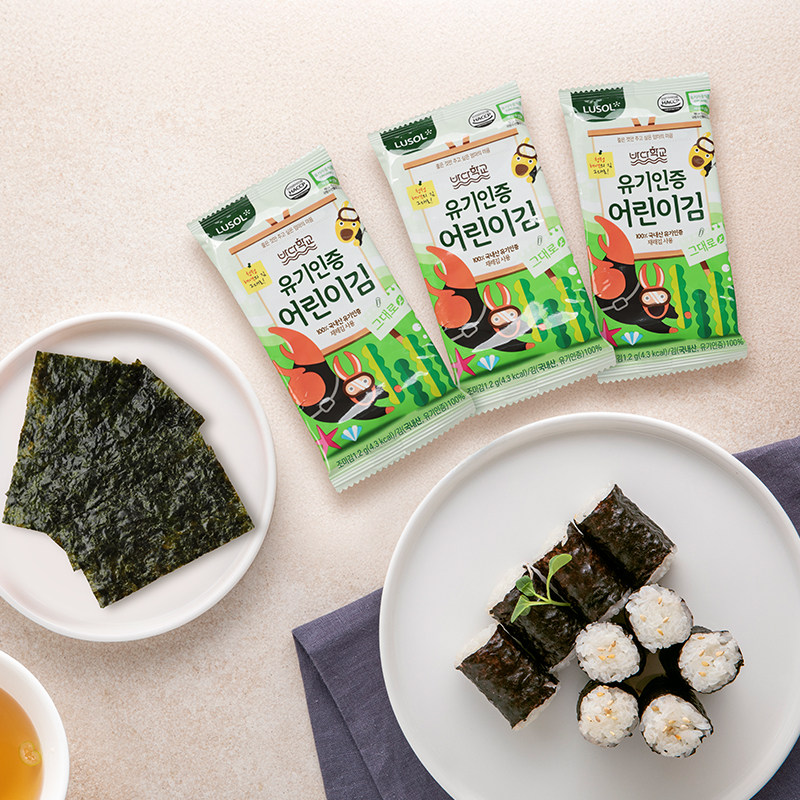 【试用装】LUSOL纯爱宝蓓无盐海苔韩国不额外添加盐非油炸1.2g*2