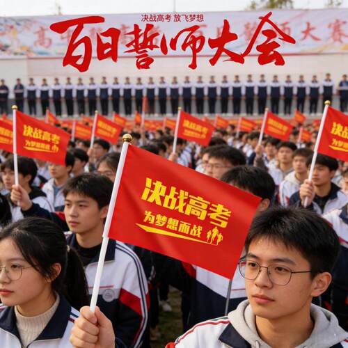百日誓师氛围布置励志激励中考旗开得胜手持小红旗高考助威手摇旗