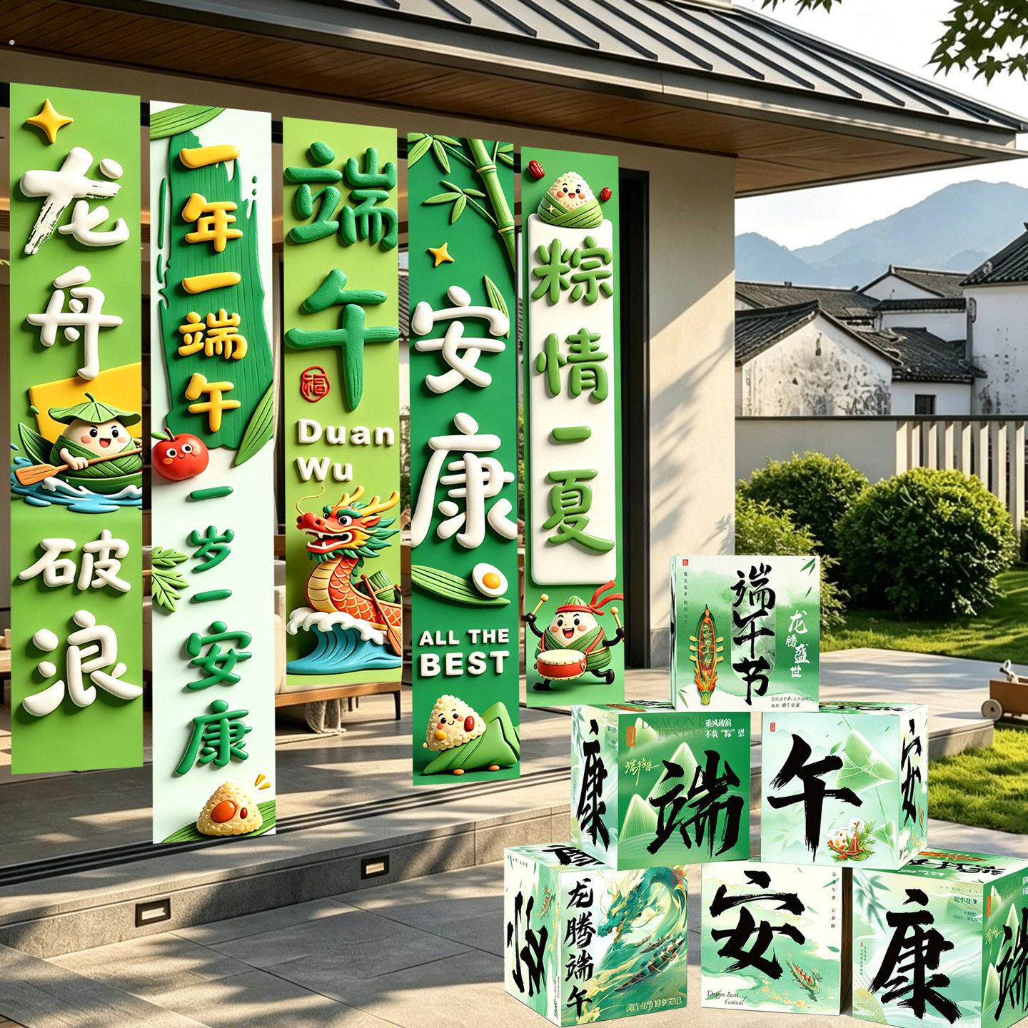 2026端午节场景氛围布置装饰商场门店活动挂布条幅摆件拍照道具品