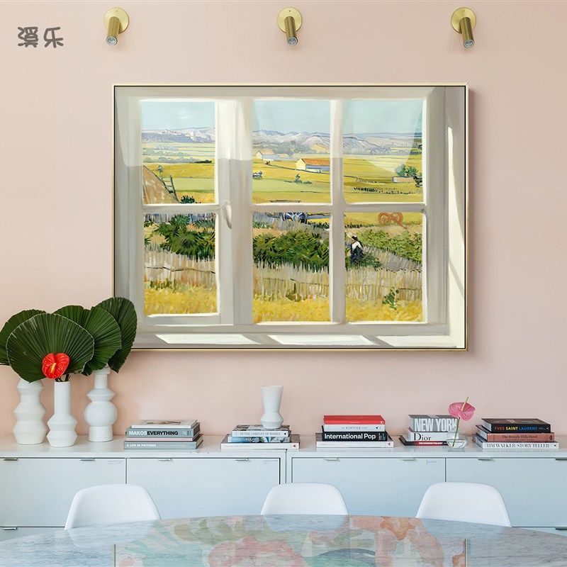 梵高装饰画世界名画丰收麦田沙发背景墙卧室餐厅玄关挂画复古油画,家居饰品,现代装饰画,淘宝优惠券,粉丝福利购,淘宝优惠卷