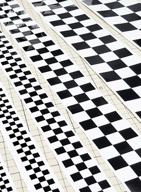 卡思贴个性黑白格子汽车电动机车安全帽车身装饰防水赛道风格贴纸