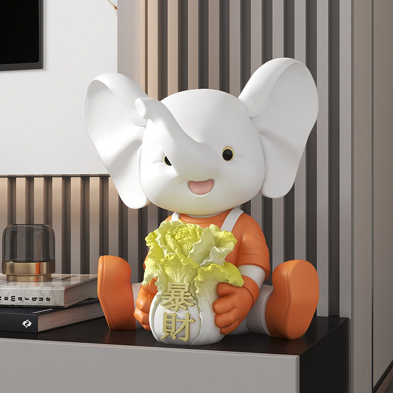 小象白菜创意桌面摆件玄关电视书柜茶几高级感装饰品乔迁开业礼品,家居饰品,装饰摆件,淘宝优惠券,粉丝福利购,淘宝优惠卷