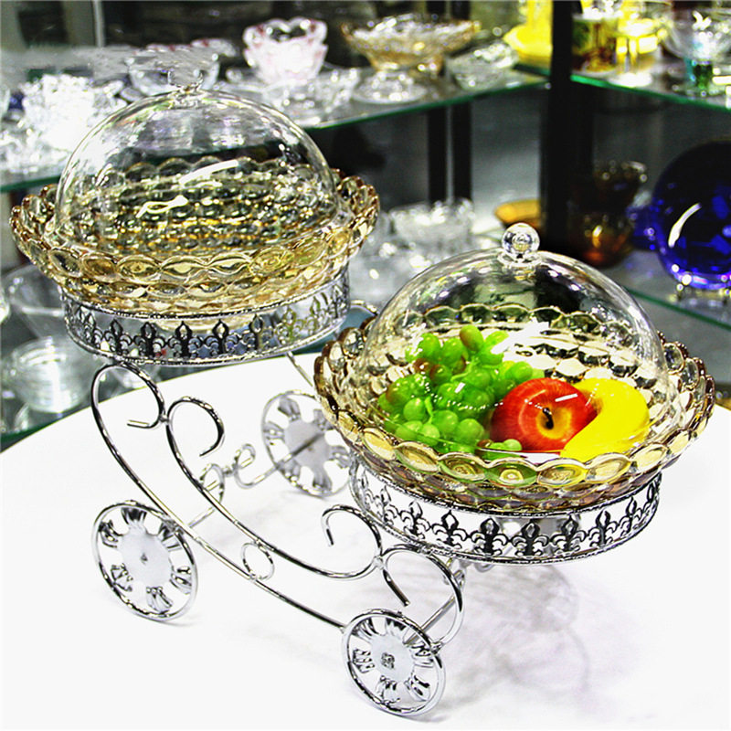 酒店自助餐台食物展示盘架子果盘甜品凉菜器皿水果盘子带盖水果盘