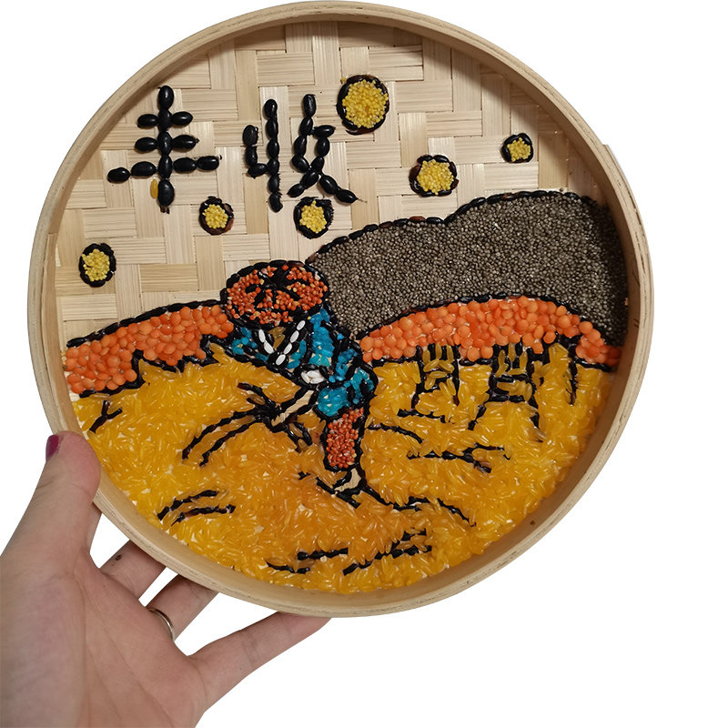 纯手工创意亲子玩具 五谷丰收贴画成品 diy美术小学生作业半成品