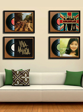 大号黑胶唱片相框 留声机LP酒吧咖啡复古个性电表箱有框装饰挂画