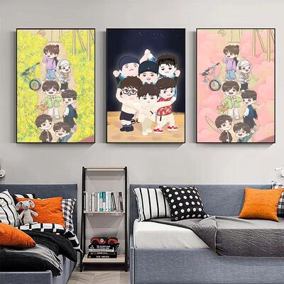 0713男团数字油画闺蜜姐妹手工手绘涂色填色油彩丙烯房间装饰挂画