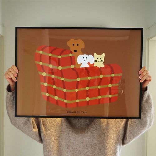双子商店 可爱温馨小狗小猫沙发装饰画 客厅卧室卡通壁挂