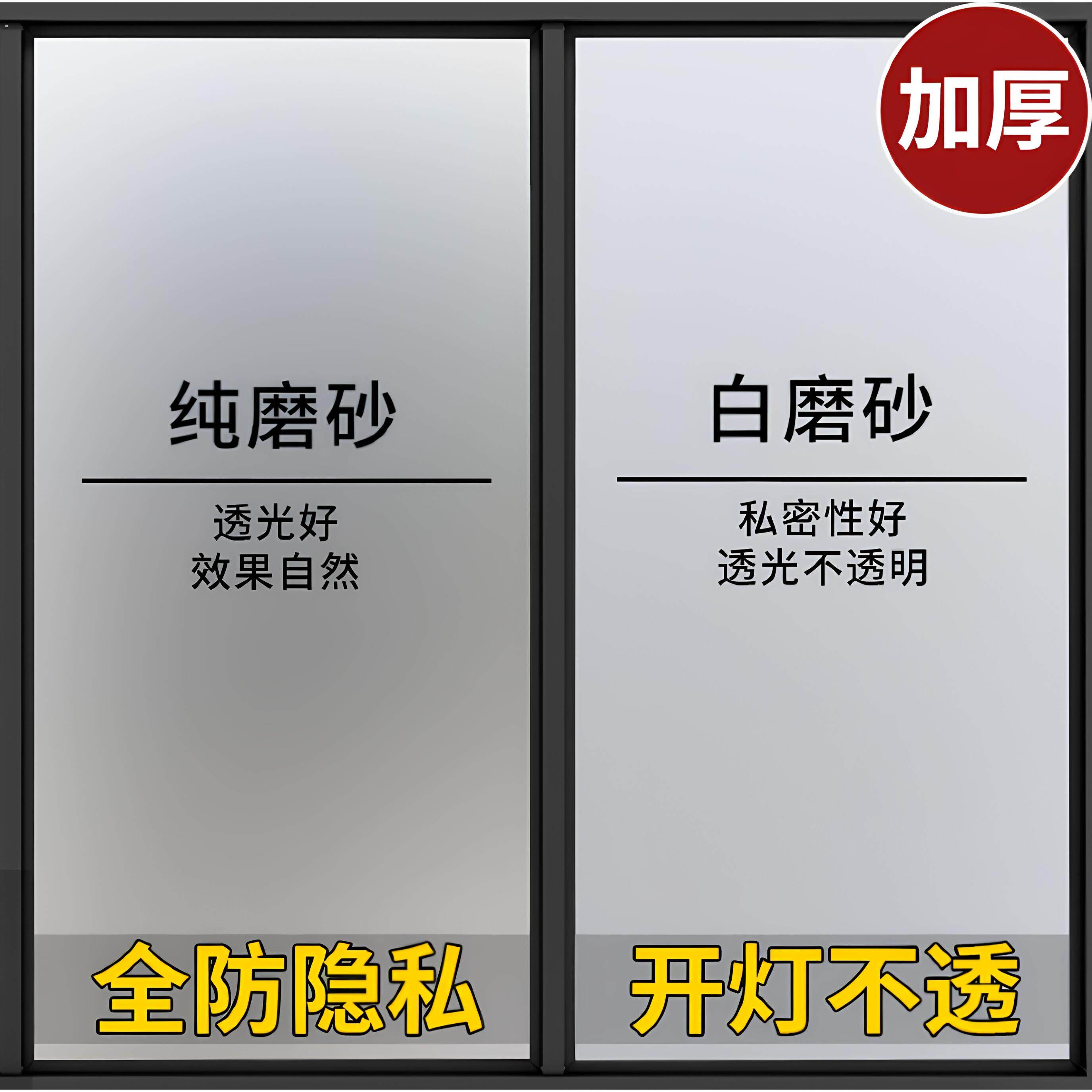 磨砂玻璃贴纸办公室浴室防窥化妆室透光不透明玻璃贴膜磨砂膜