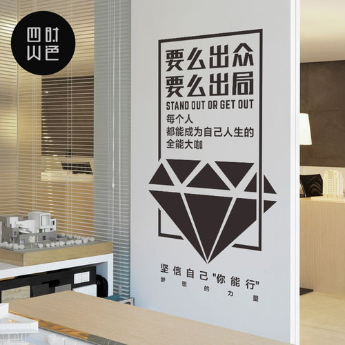 公司形象企业理念团队建设文化墙贴纸团队激励志职场办公室贴纸画