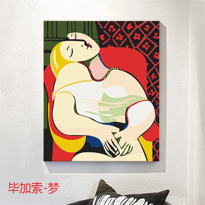 经典DIY手绘世界名画数字油画油彩画梵高莫奈毕加索客厅装饰画梦