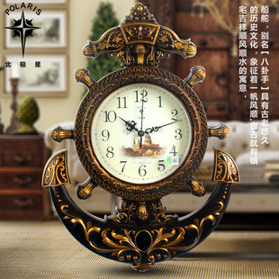 挂钟客厅创意时尚个性复古时钟挂墙家用钟饰大气艺术装饰船舵钟表
