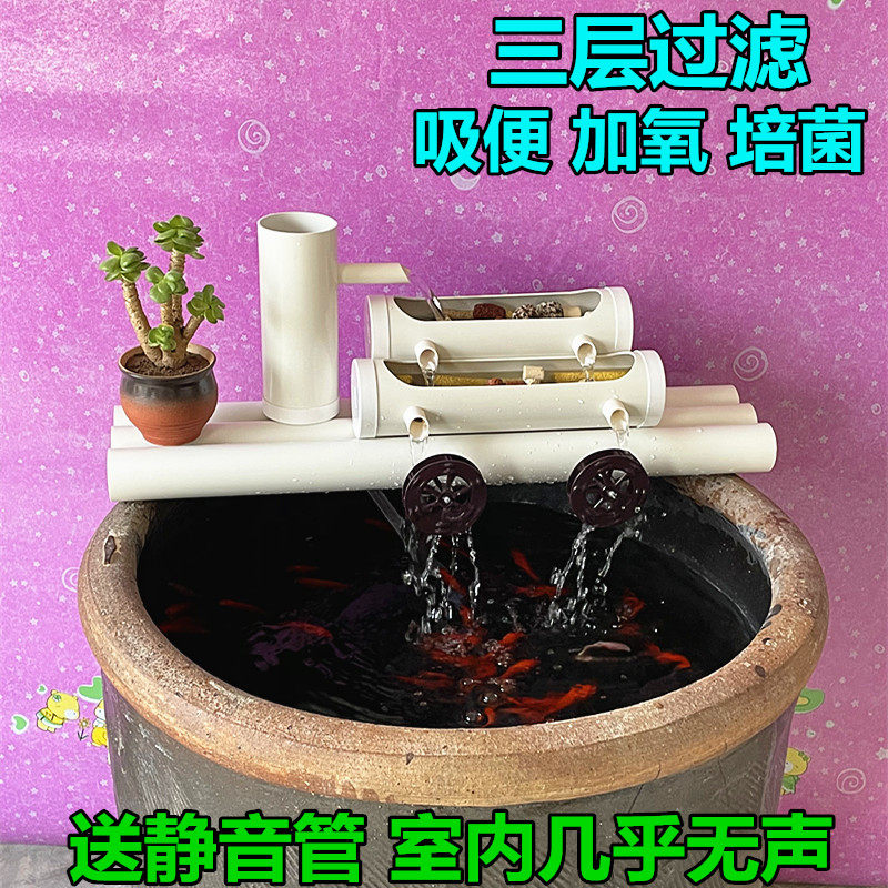 鱼缸鱼池过滤系统养鱼免换水缸吸便静音三合一净水循环过滤器设备