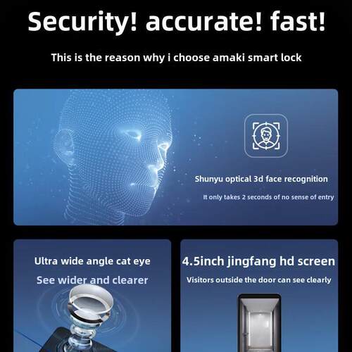 Iccssi Z5-Pro全自动指纹锁家用防盗门人脸识别智能锁