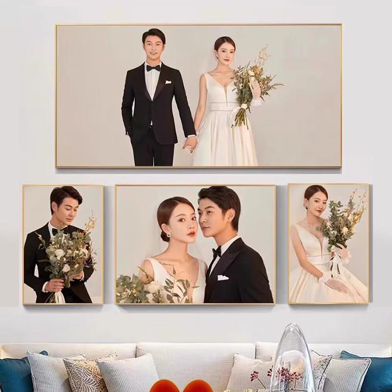 婚纱照放大定制洗照片做成全家福相框组合挂墙相片打印床头结婚照