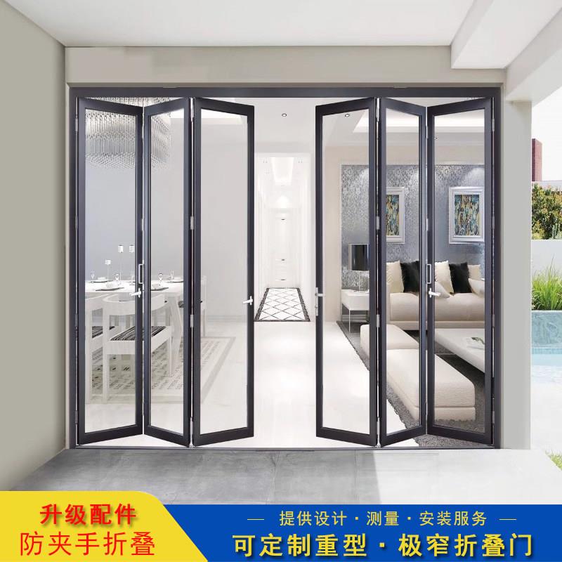 折叠门铝合金玻璃隔断门重型洗车房商铺门店折叠窗阳台隔音推拉门