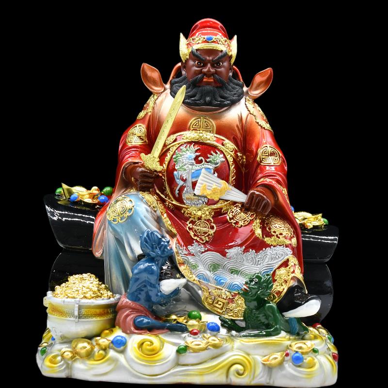 树脂钟馗佛像彩绘钟馗神像家用供奉镇宅摆件佛具工艺品摆饰发财,