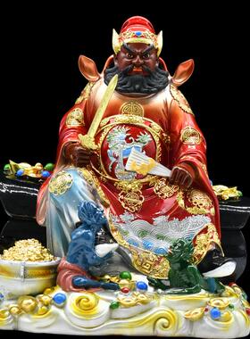 树脂钟馗佛像彩绘钟馗神像家用供奉镇宅摆件佛具工艺品摆饰发财，