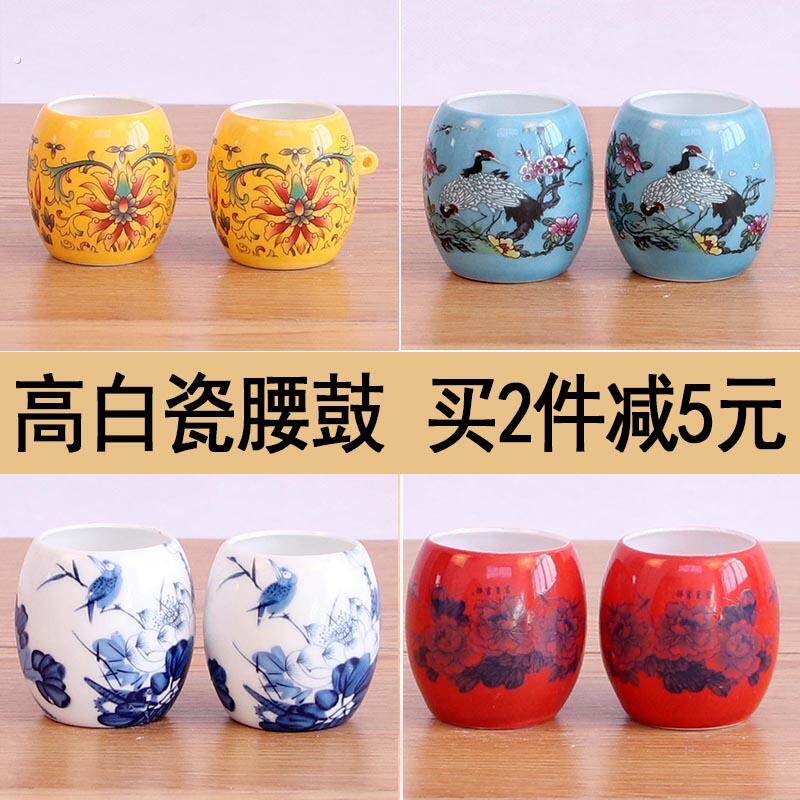 新款高白瓷鸟食罐玉鸟麻料水碗腰鼓鸟食碗画 画眉靛颏鸟食盒鸟笼