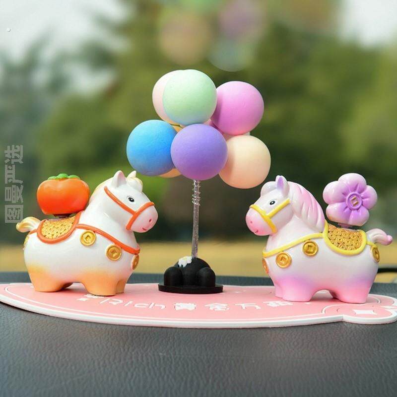 马年车载摆件摆设吉祥物创意可爱车饰品装汽车小马装饰品生肖新年
