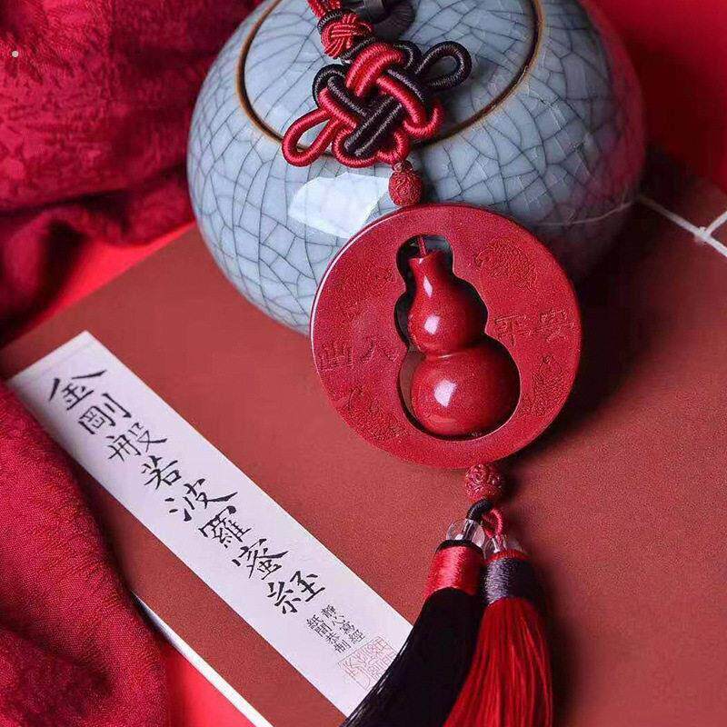 朱砂葫芦挂饰汽车挂饰福禄后照镜挂件名族风车内吊饰品创意高档礼