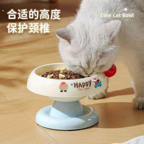 宠物高脚不锈钢护颈食盆不易打翻口径防黑下巴碗盆防滑猫咪饮水碗