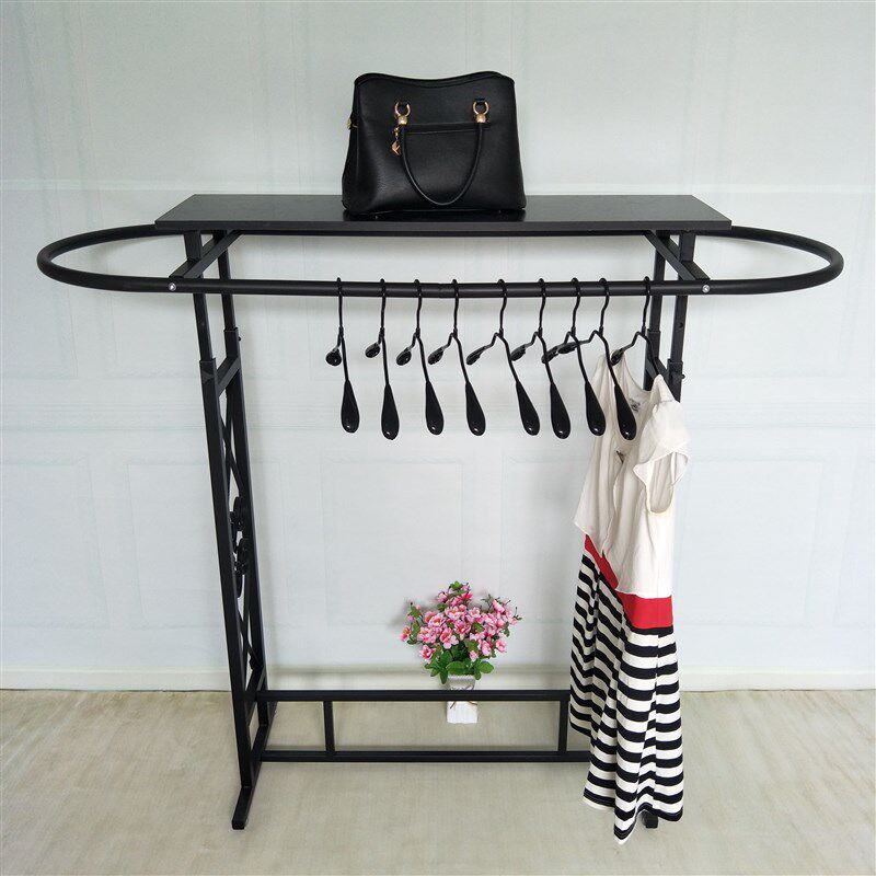 铁艺服装店展示架椭圆形双杠货架落地中岛架女装童装店挂衣架伸缩