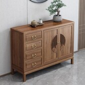 新中式 实木餐边柜老榆木茶水柜客厅靠墙储物柜酒柜禅意入户玄关柜