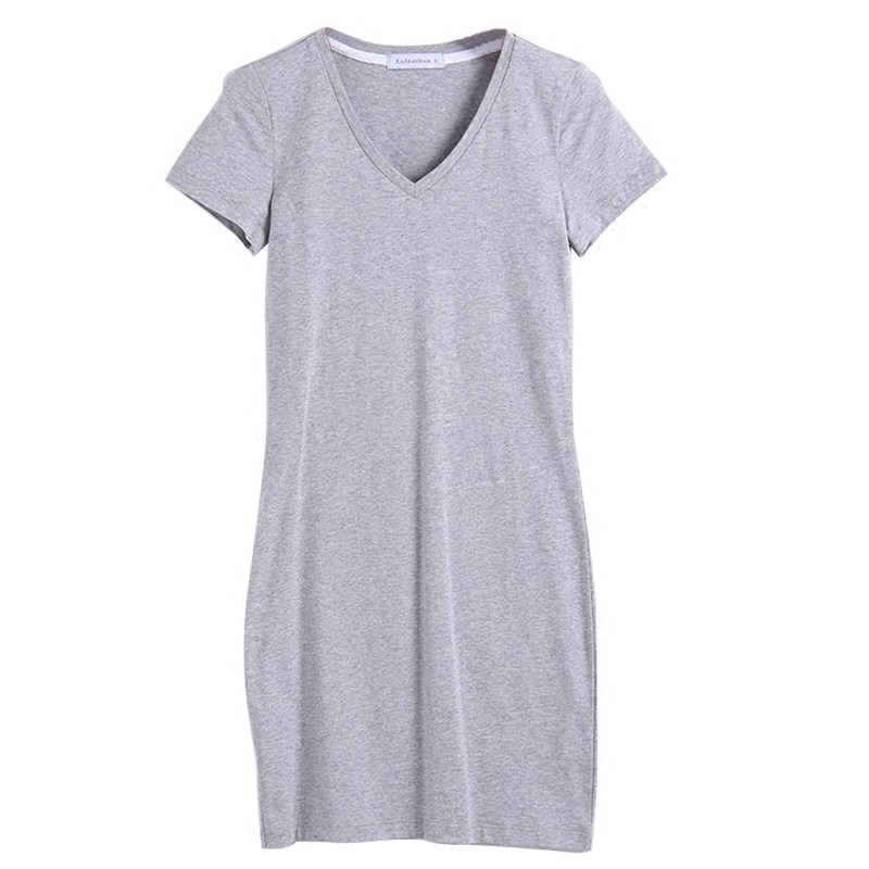 中长款纯棉短袖大码V领口包臀低胸打底小衫女T恤修身内搭连衣裙潮,女装/女士精品,连衣裙,淘宝优惠券,粉丝福利购,淘宝优惠卷