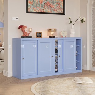 钢制入户大容量多层推拉门鞋柜家用门口室内鞋架防尘收纳置物柜