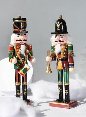 30CM胡桃夹子木偶锡兵士兵木头人复古款圣诞节小摆件手工装饰送礼