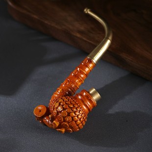 老竹根手工打磨纯铜文玩老式男士烟斗烟嘴烟丝旱烟过滤嘴便携烟袋