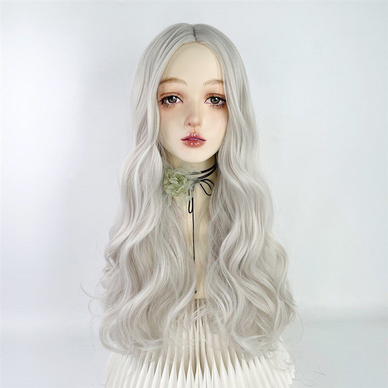 银白色假发女全头套中分八字刘海长卷发大波浪cos万用古风lolita,美发护发/假发,日常整顶假发,淘宝优惠券,粉丝福利购,淘宝优惠卷