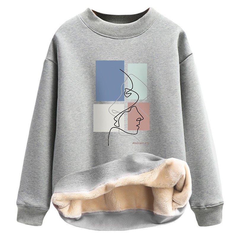 加厚绒保暖卫衣女圆领羊羔绒上衣长袖仿羊羔毛无帽打底衫灰色冬季,女装/女士精品,卫衣/绒衫,淘宝优惠券,粉丝福利购,淘宝优惠卷