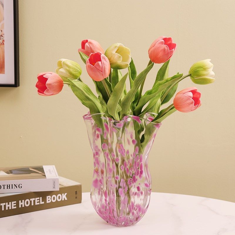樱花粉琉璃艺术花瓶摆件客厅插花水培花器酒店餐桌玄关样板房装饰,家居饰品,花瓶,淘宝优惠券,粉丝福利购,淘宝优惠卷