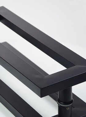 孔距400/440mm不锈钢玻璃门大拉手 黑色实木有框方管把手对装扶手